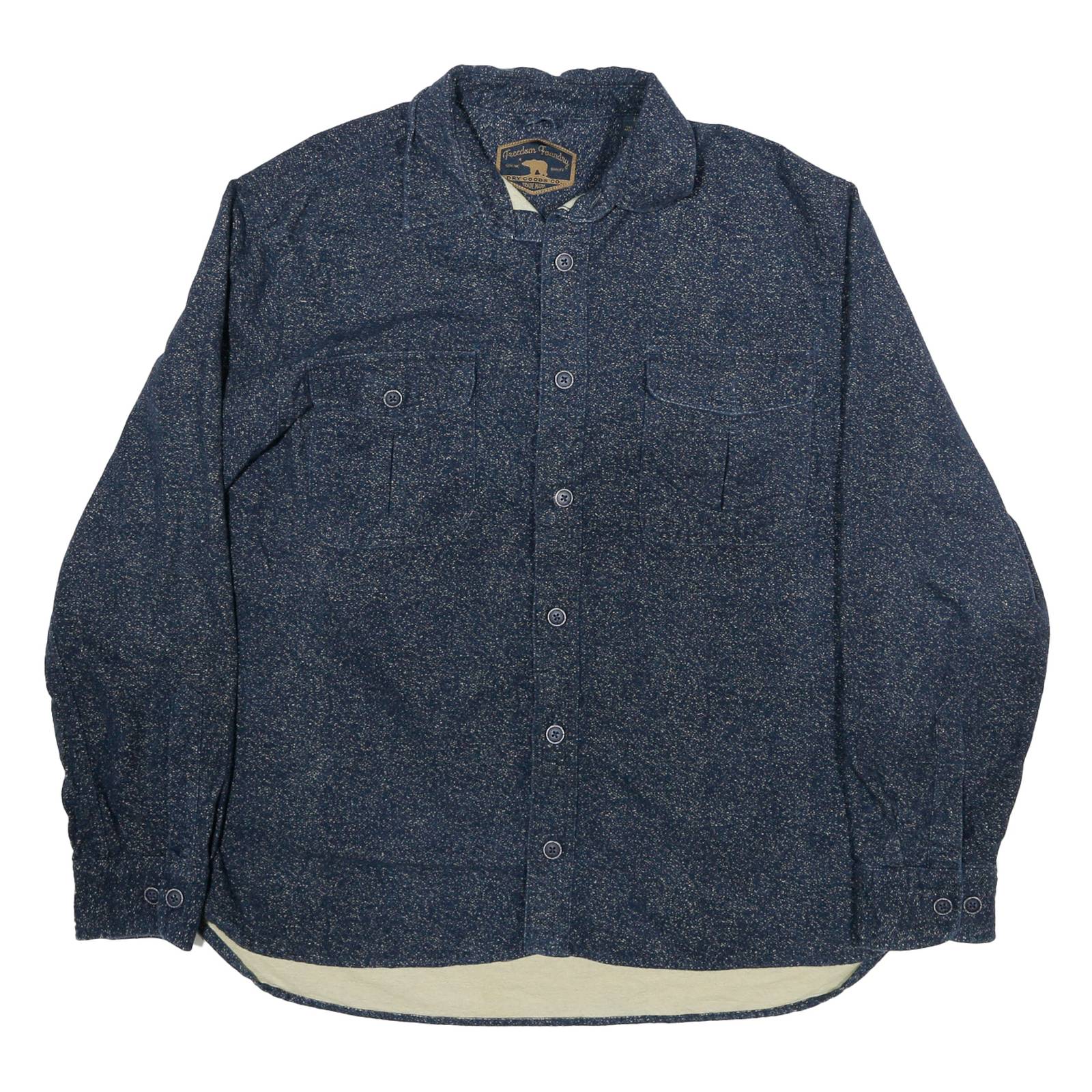 FREEDOM FOUNDRY Mens Blue Shirt L Cotton Blend Button Front Casual Long Sleeve