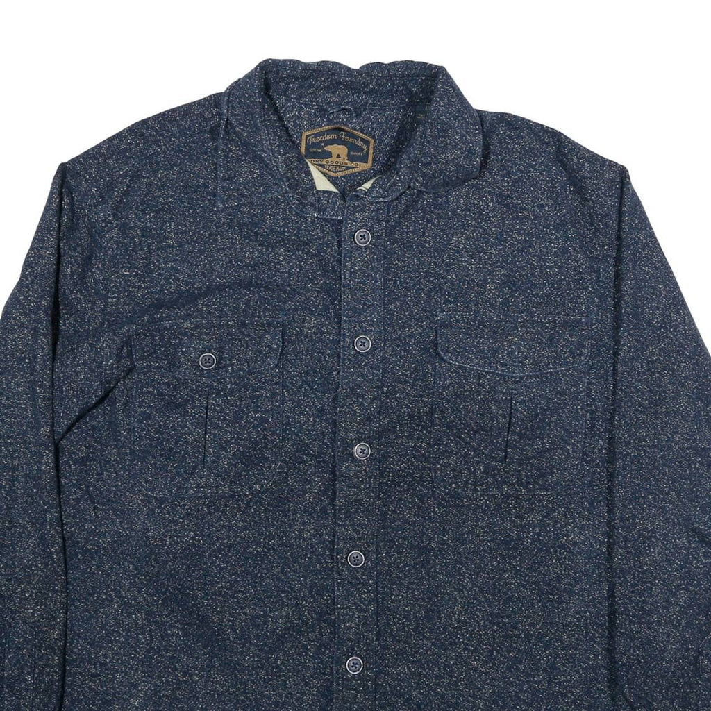 FREEDOM FOUNDRY Mens Blue Shirt L Cotton Blend Button Front Casual Long Sleeve