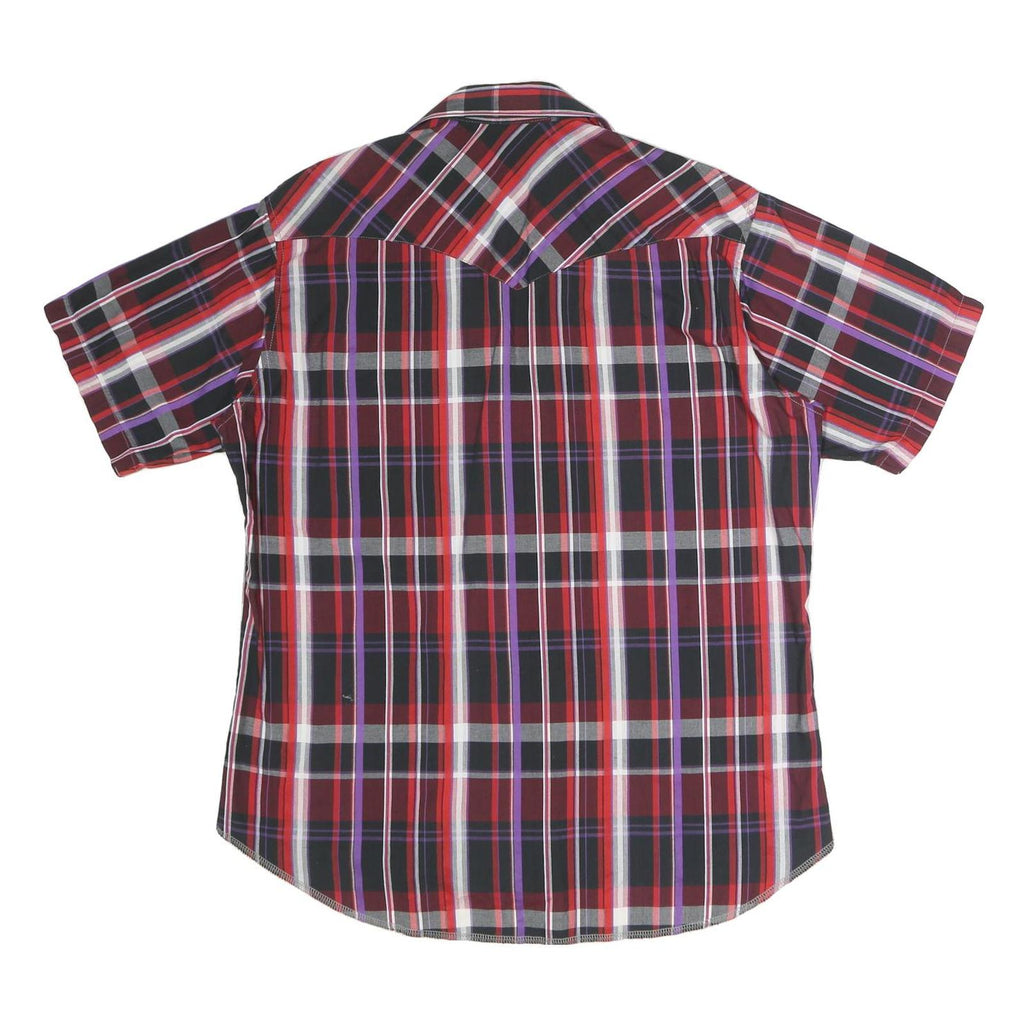 WRANGLER Mens Red Black & Purple Check Shirt XL Cotton Casual Western Style