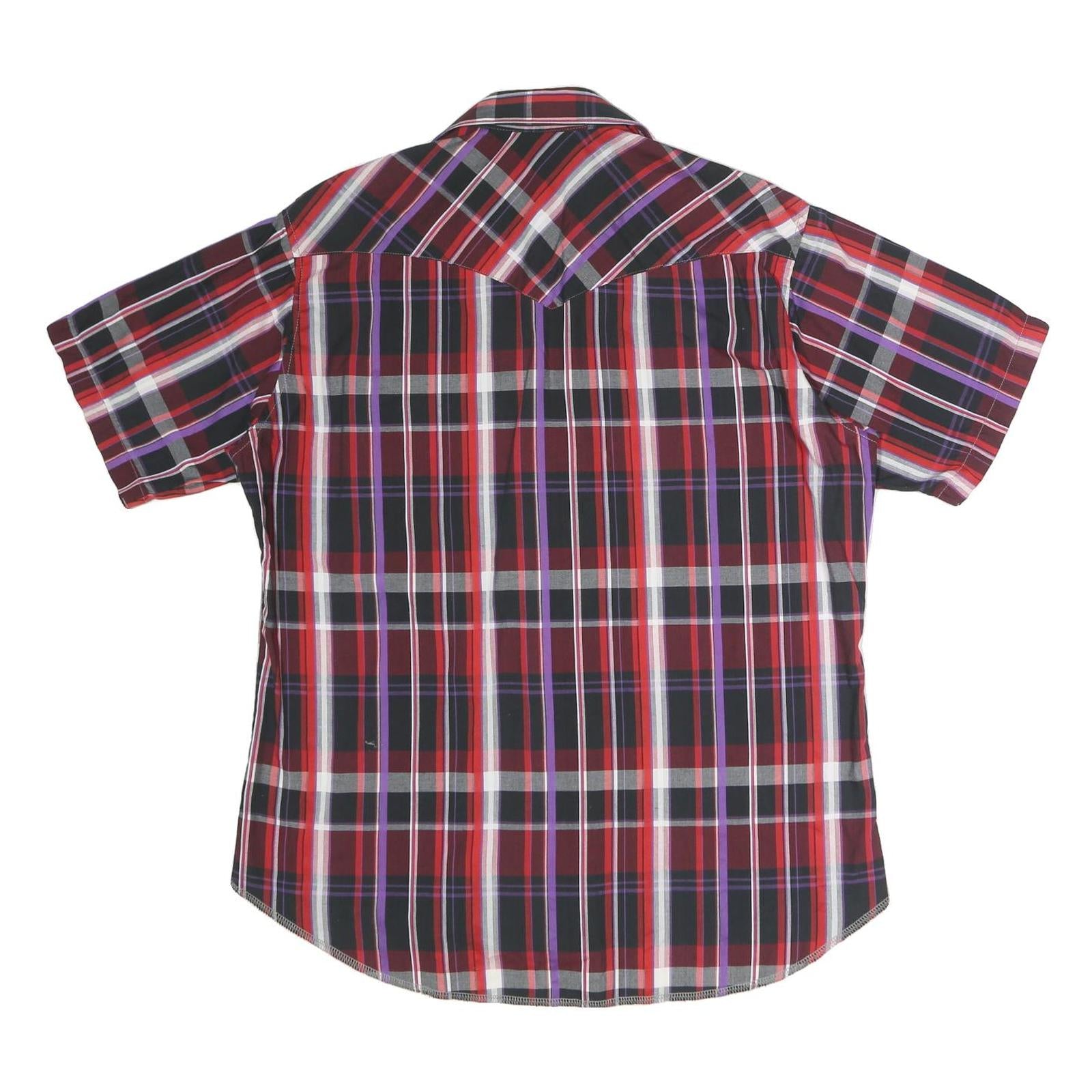 WRANGLER Mens Red Black & Purple Check Shirt XL Cotton Casual Western Style