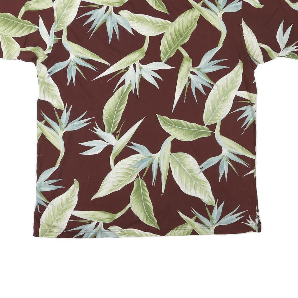 KAYLUA BAY Womens Maroon & Green Floral Short Sleeve Polo Shirt L Cotton Blend