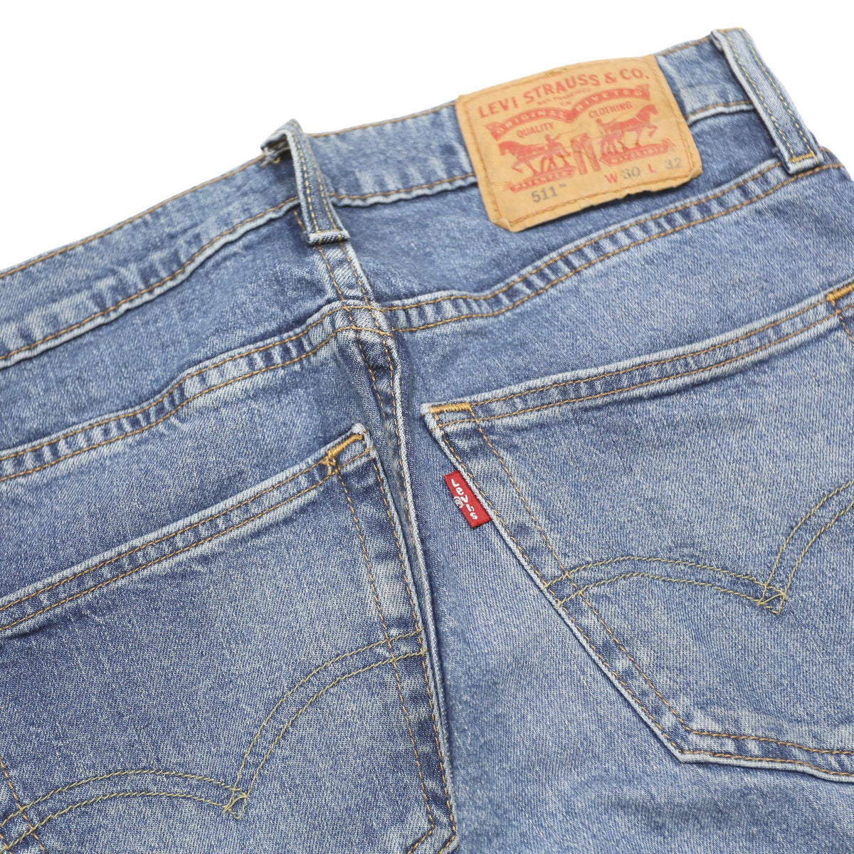 LEVI'S 511 Slim Mens Jeans Blue Slim Skinny Denim Light W30 L32 Zip Closure