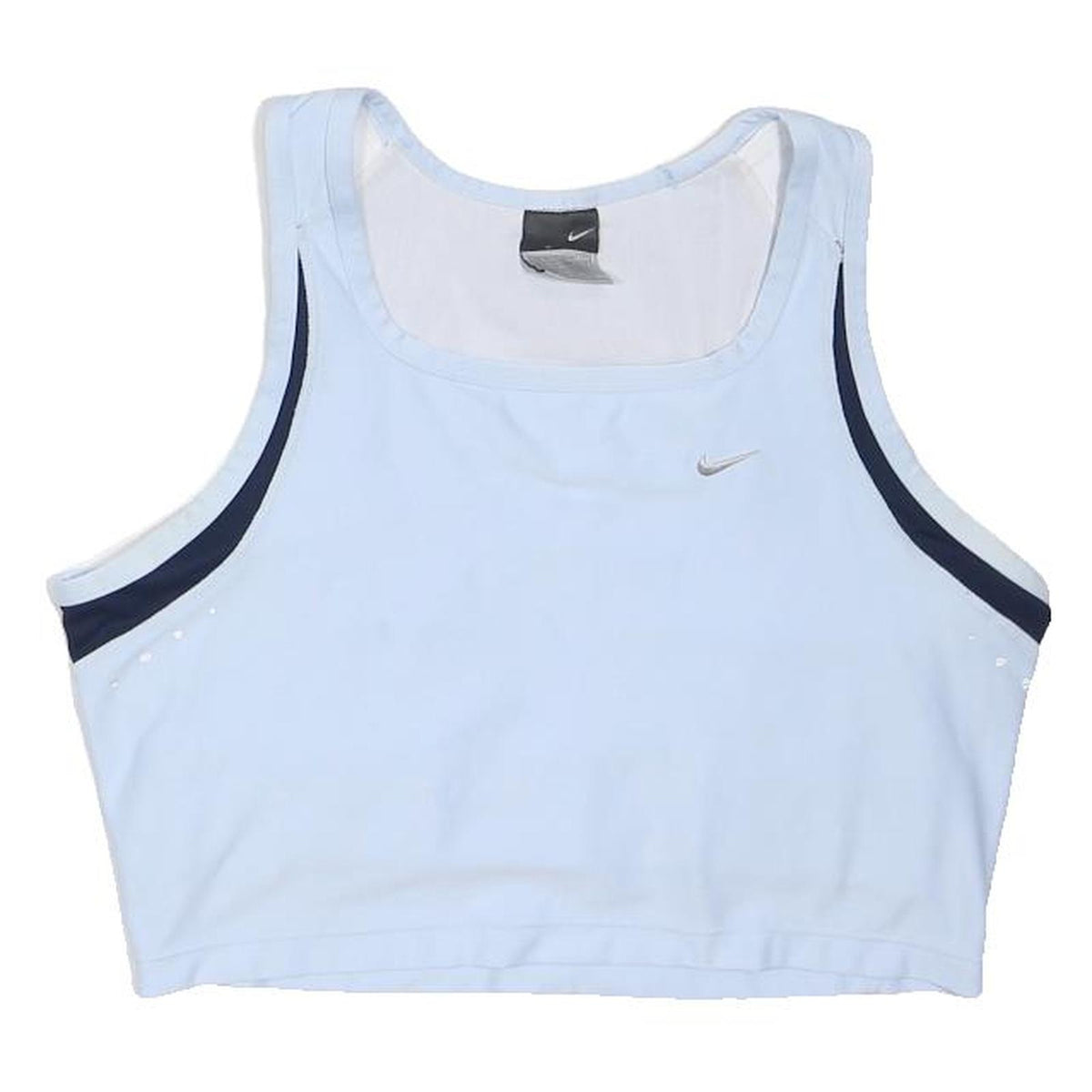 NIKE Womens Light Blue Navy Sports Top Sleeveless Scoop Neck XS Activewear Gym