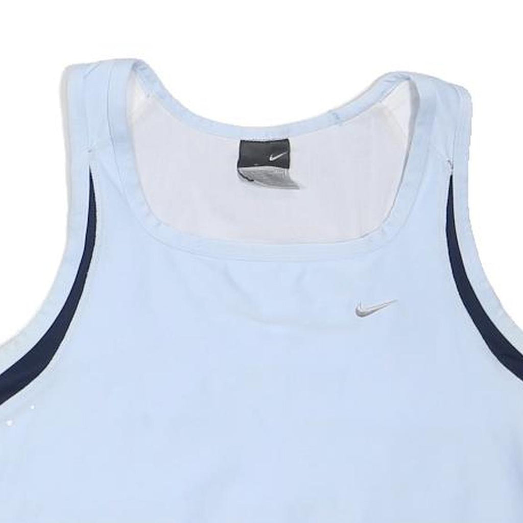 NIKE Womens Light Blue Navy Sports Top Sleeveless Scoop Neck XS Activewear Gym