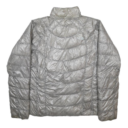 THE NORTH FACE Womens Silver Grey Insulated Jacket M Polyester Quilted Zip Up