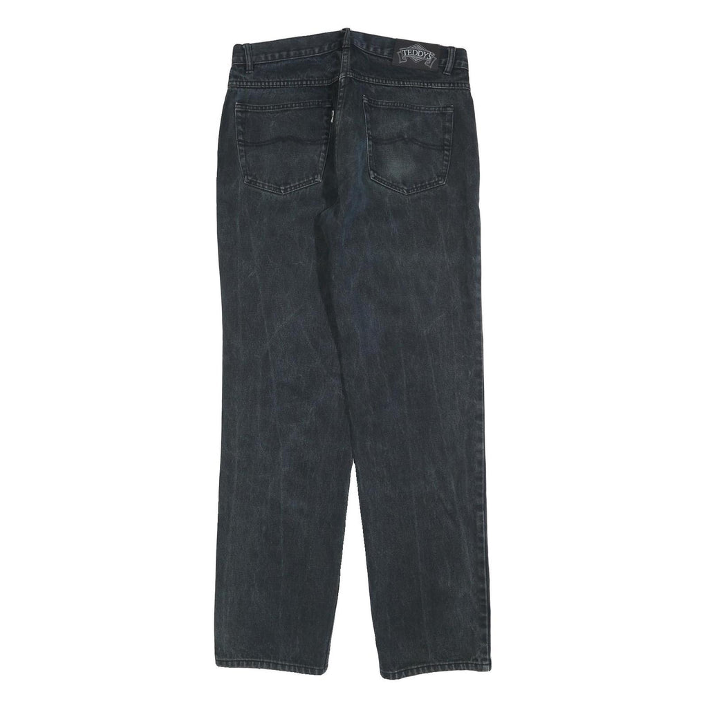 TEDDYS Womens Black Regular Straight Denim Stone Wash W32 L32 Cotton Blend Zip