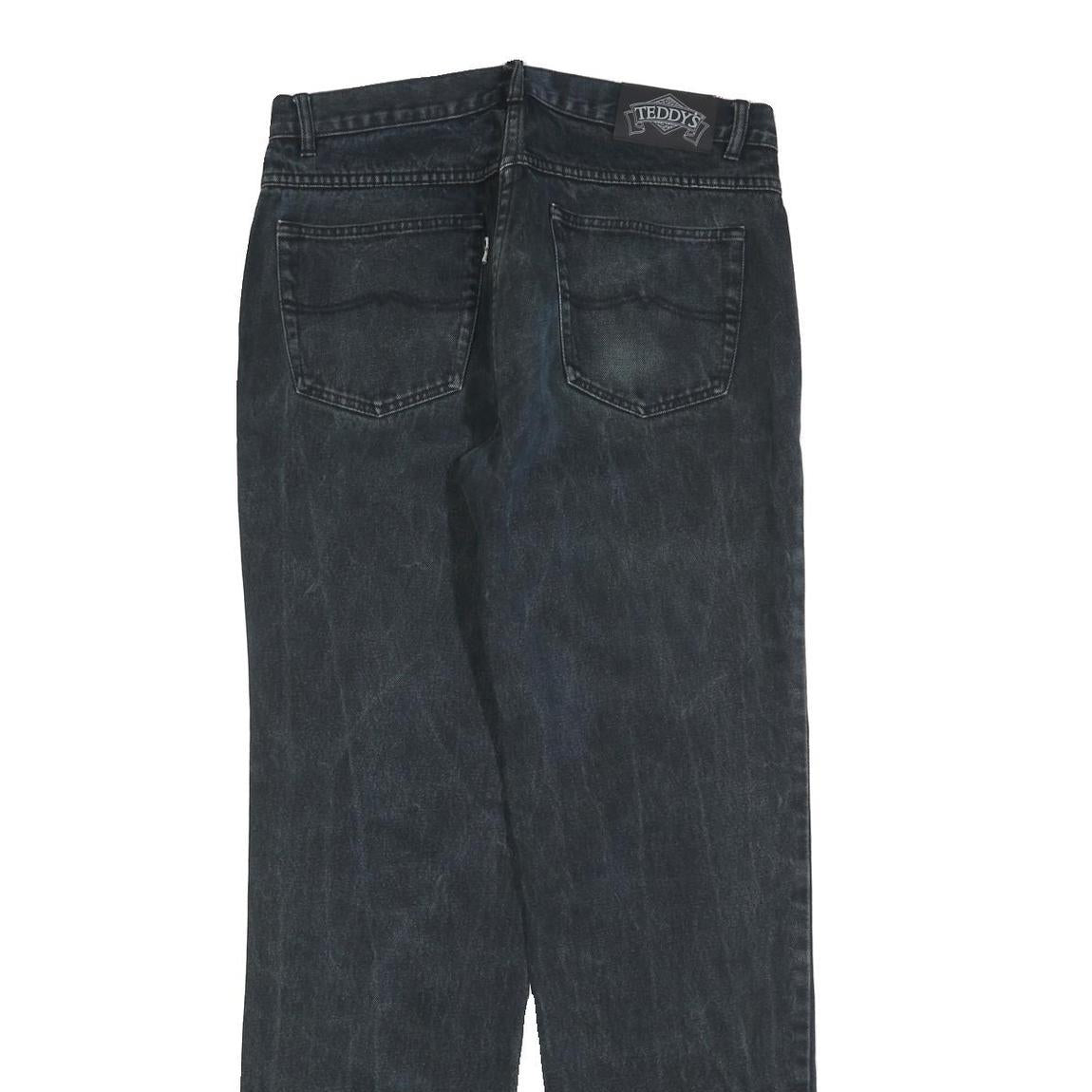 TEDDYS Womens Black Regular Straight Denim Stone Wash W32 L32 Cotton Blend Zip