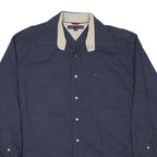 TOMMY HILFIGER Mens Navy Blue Casual Cotton Blend Shirt L Button Down Collar