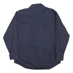 TOMMY HILFIGER Mens Navy Blue Casual Cotton Blend Shirt L Button Down Collar