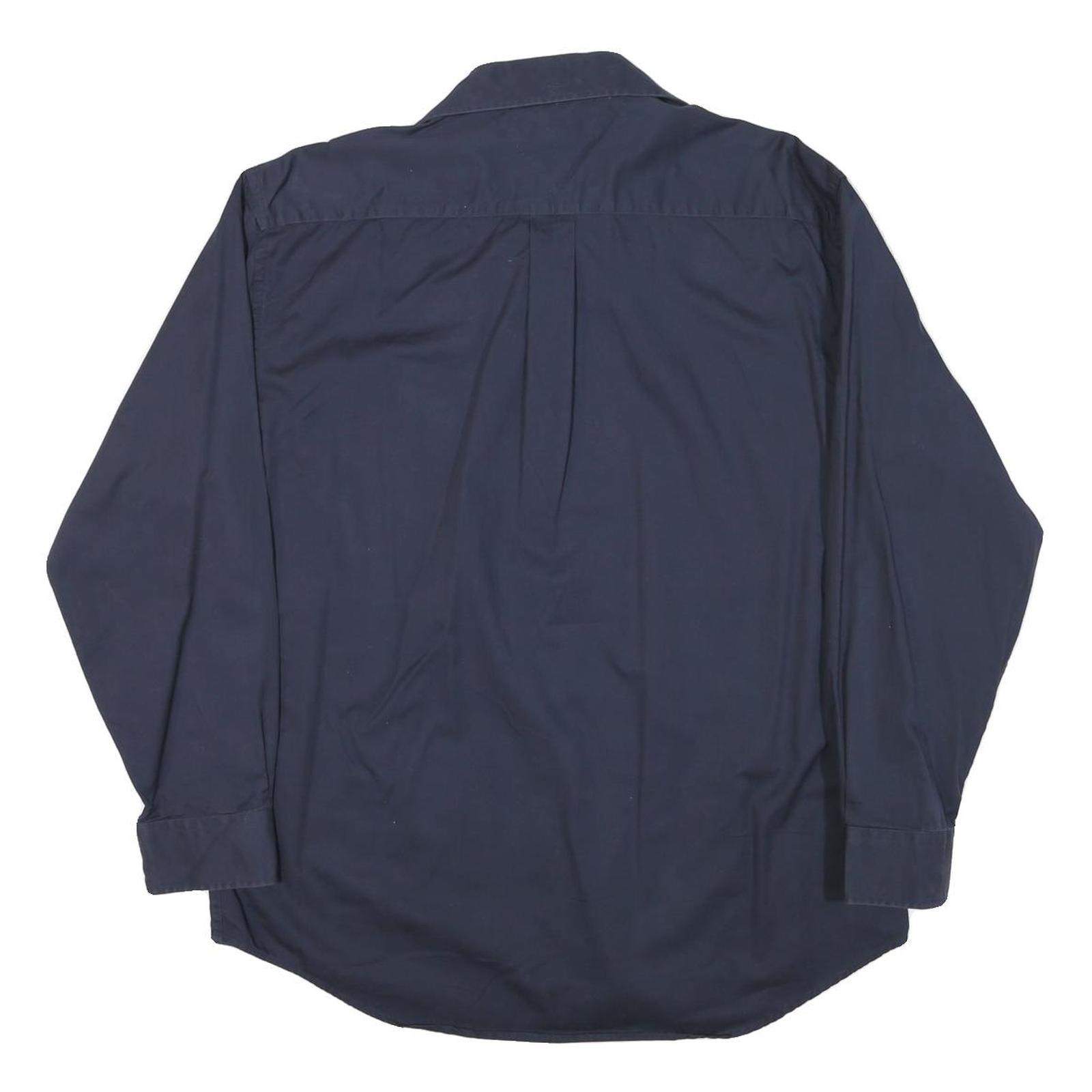 TOMMY HILFIGER Mens Navy Blue Casual Cotton Blend Shirt L Button Down Collar