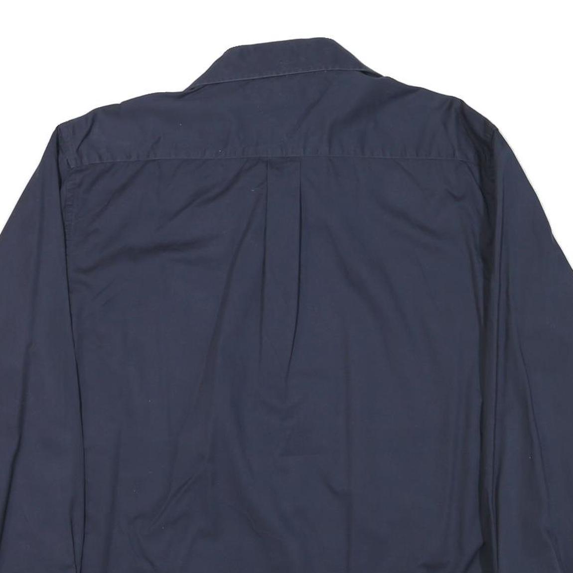 TOMMY HILFIGER Mens Navy Blue Casual Cotton Blend Shirt L Button Down Collar