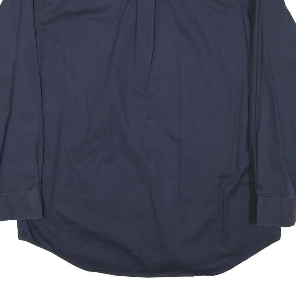 TOMMY HILFIGER Mens Navy Blue Casual Cotton Blend Shirt L Button Down Collar