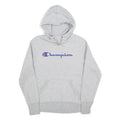 CHAMPION Mens Grey Pullover Hoodie S Cotton Blend Logo Sweatshirt Casual