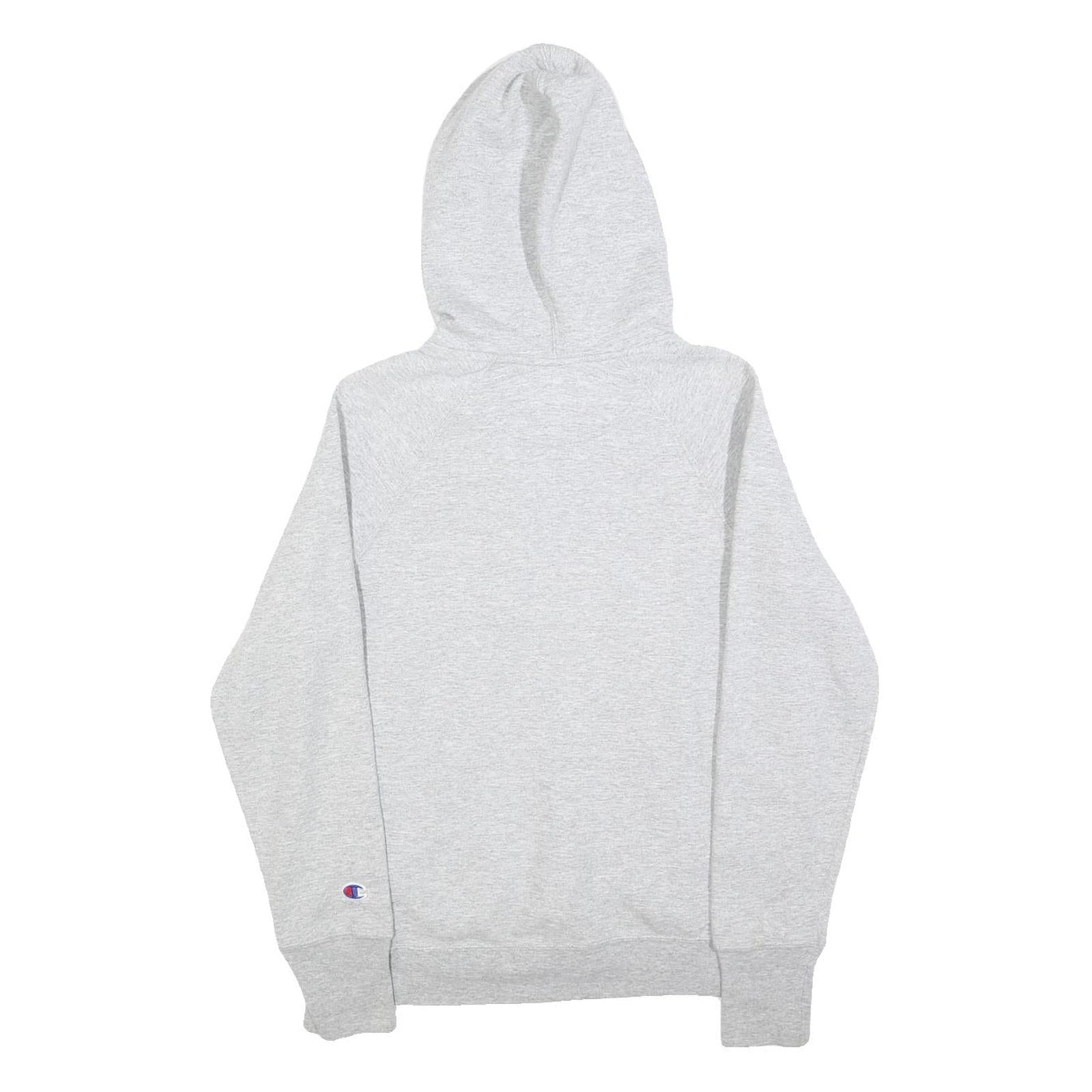 CHAMPION Mens Grey Pullover Hoodie S Cotton Blend Logo Sweatshirt Casual