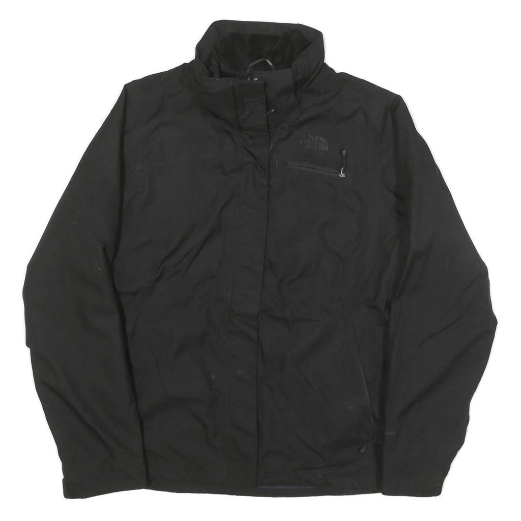 THE NORTH FACE Womens Black Outdoor Jacket L Polyester Blend Zip Plain Casual