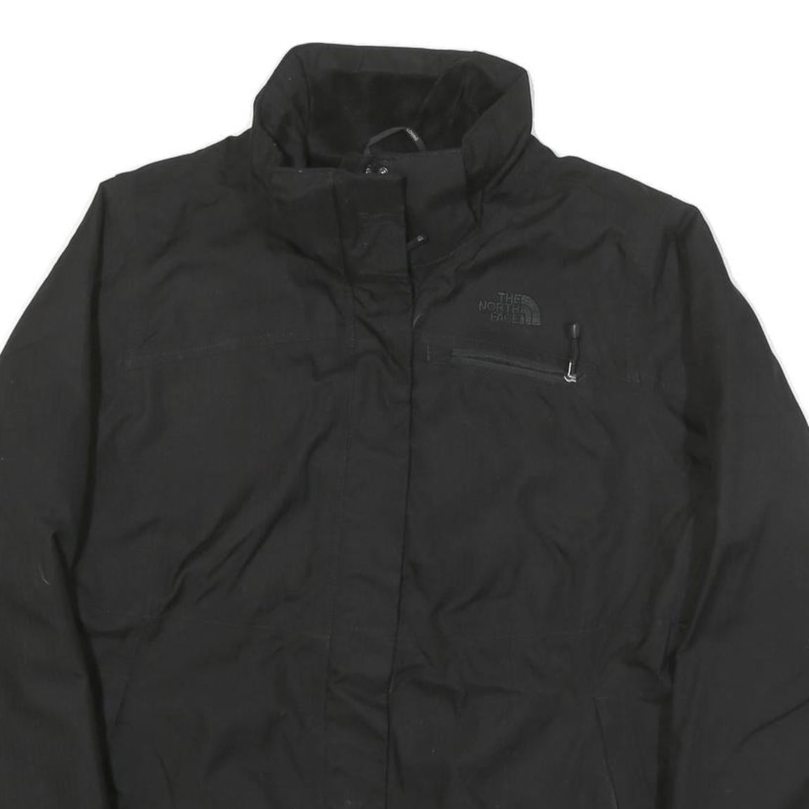 THE NORTH FACE Womens Black Outdoor Jacket L Polyester Blend Zip Plain Casual