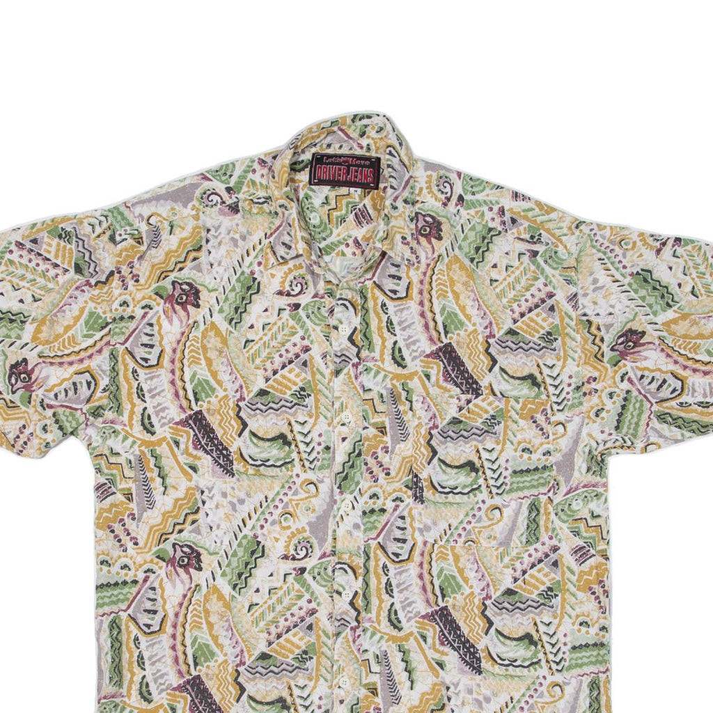 DRIVER JEANS Mens Shirt Beige Crazy Pattern M