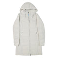 COLUMBIA Womens White Hooded Quilted Jacket S Polyester Blend Long Sleeve Zip