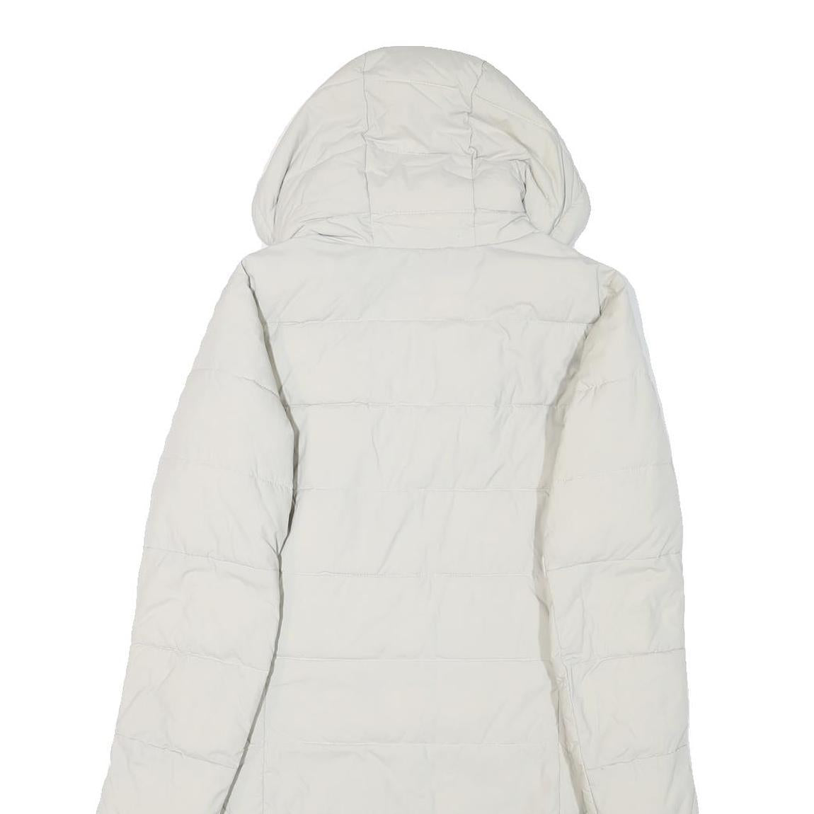 COLUMBIA Womens White Hooded Quilted Jacket S Polyester Blend Long Sleeve Zip