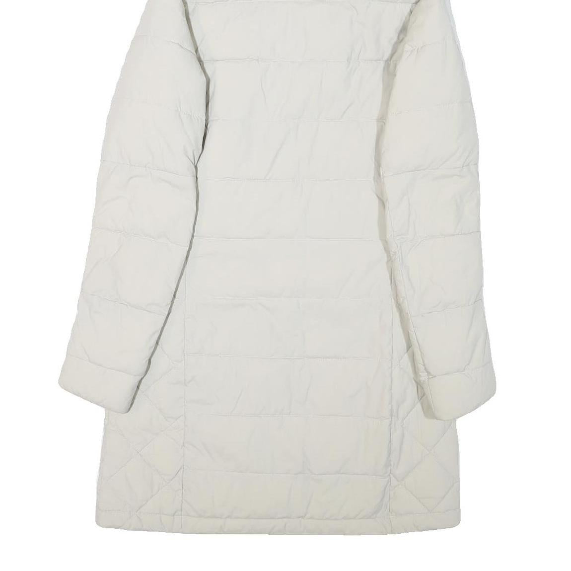 COLUMBIA Womens White Hooded Quilted Jacket S Polyester Blend Long Sleeve Zip