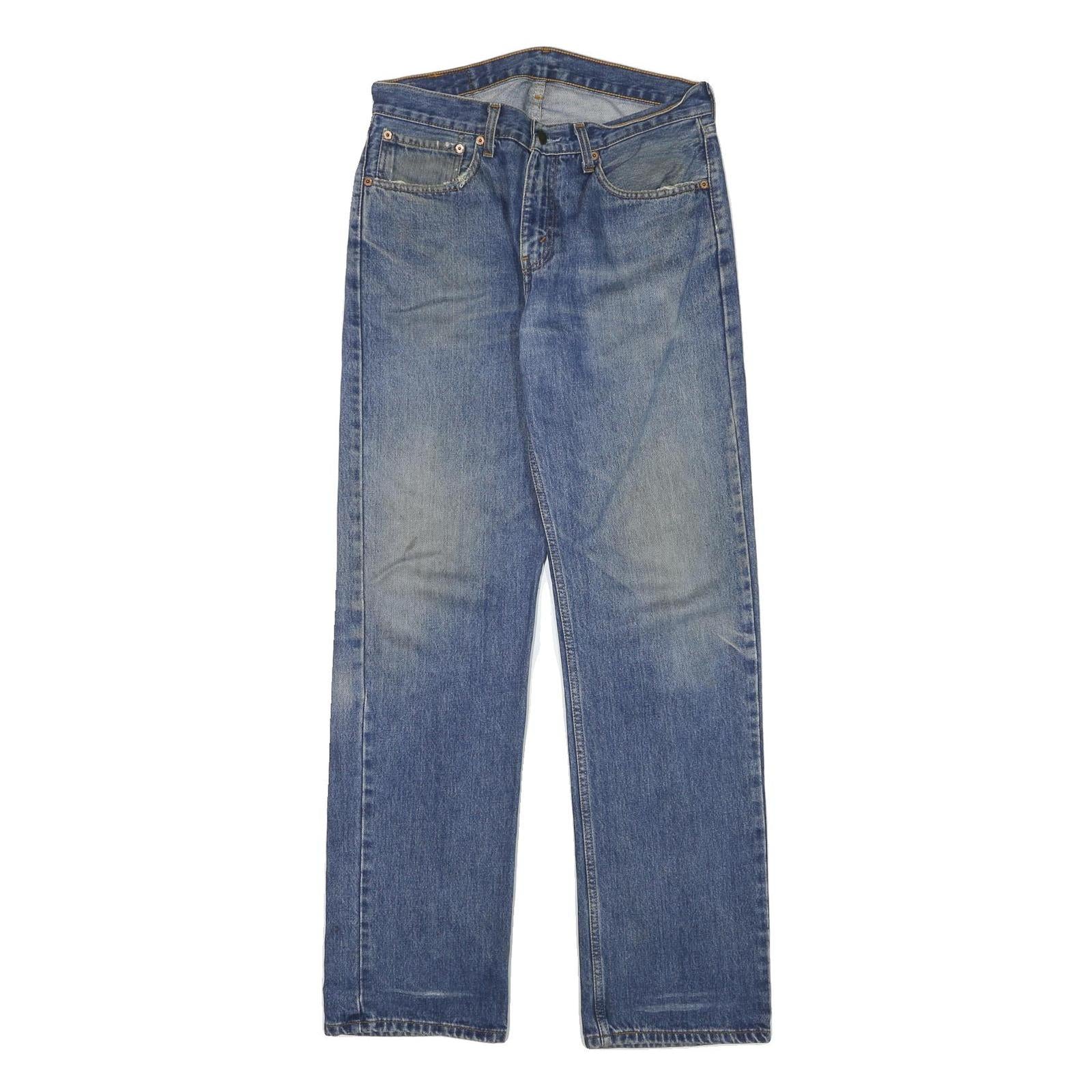 LEVI'S Mens Regular Fit Blue Denim Cotton Blend Zip Jeans W31 L33 Classic Style