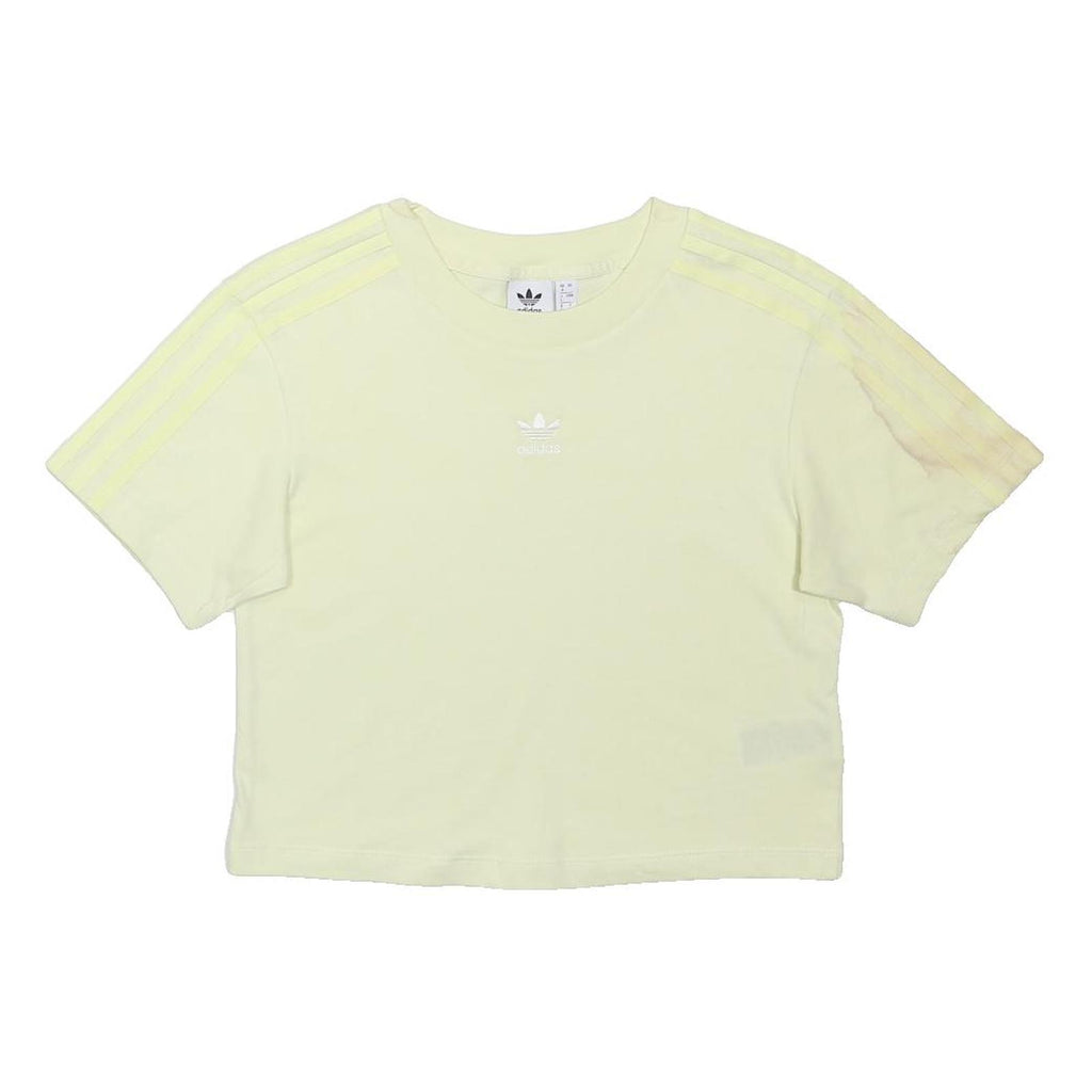 ADIDAS ORIGINALS Womens Yellow Crop T-Shirt Short Sleeve Crew Neck Casual