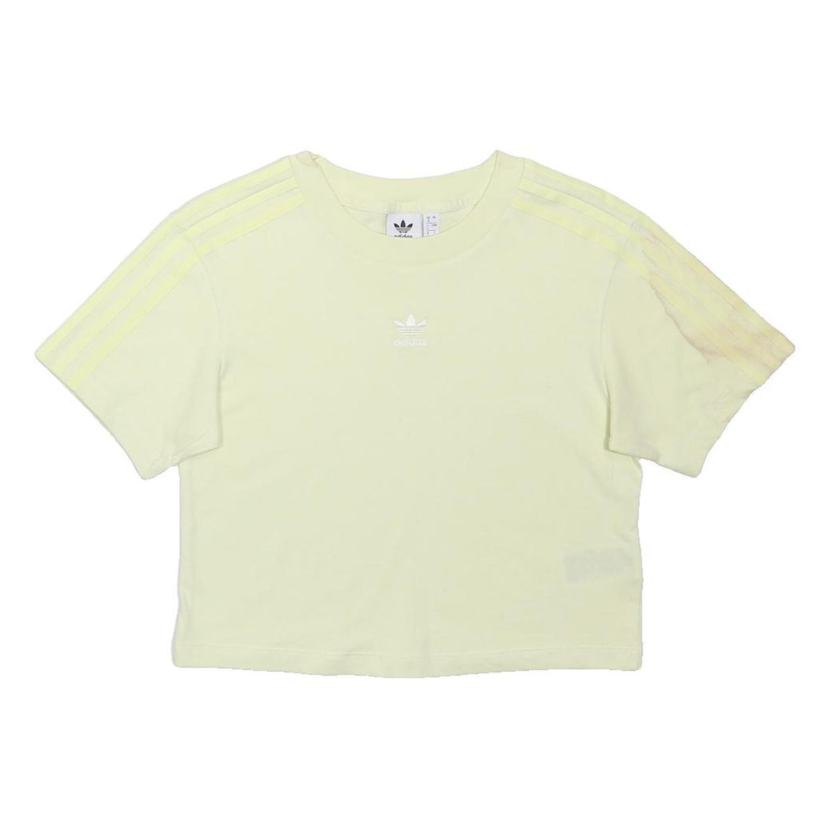 ADIDAS ORIGINALS Womens Yellow Crop T-Shirt Short Sleeve Crew Neck Casual