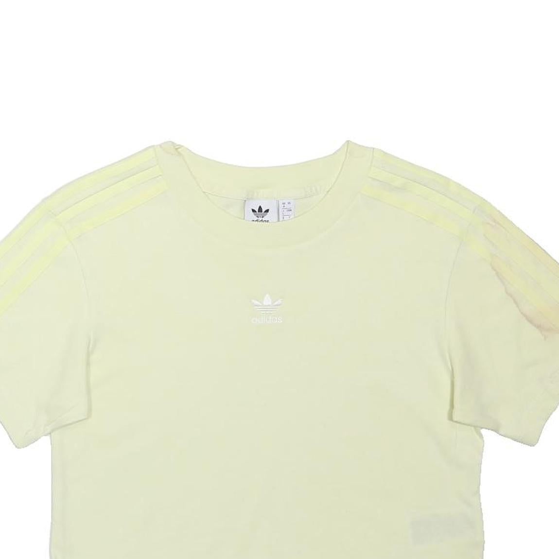 ADIDAS ORIGINALS Womens Yellow Crop T-Shirt Short Sleeve Crew Neck Casual