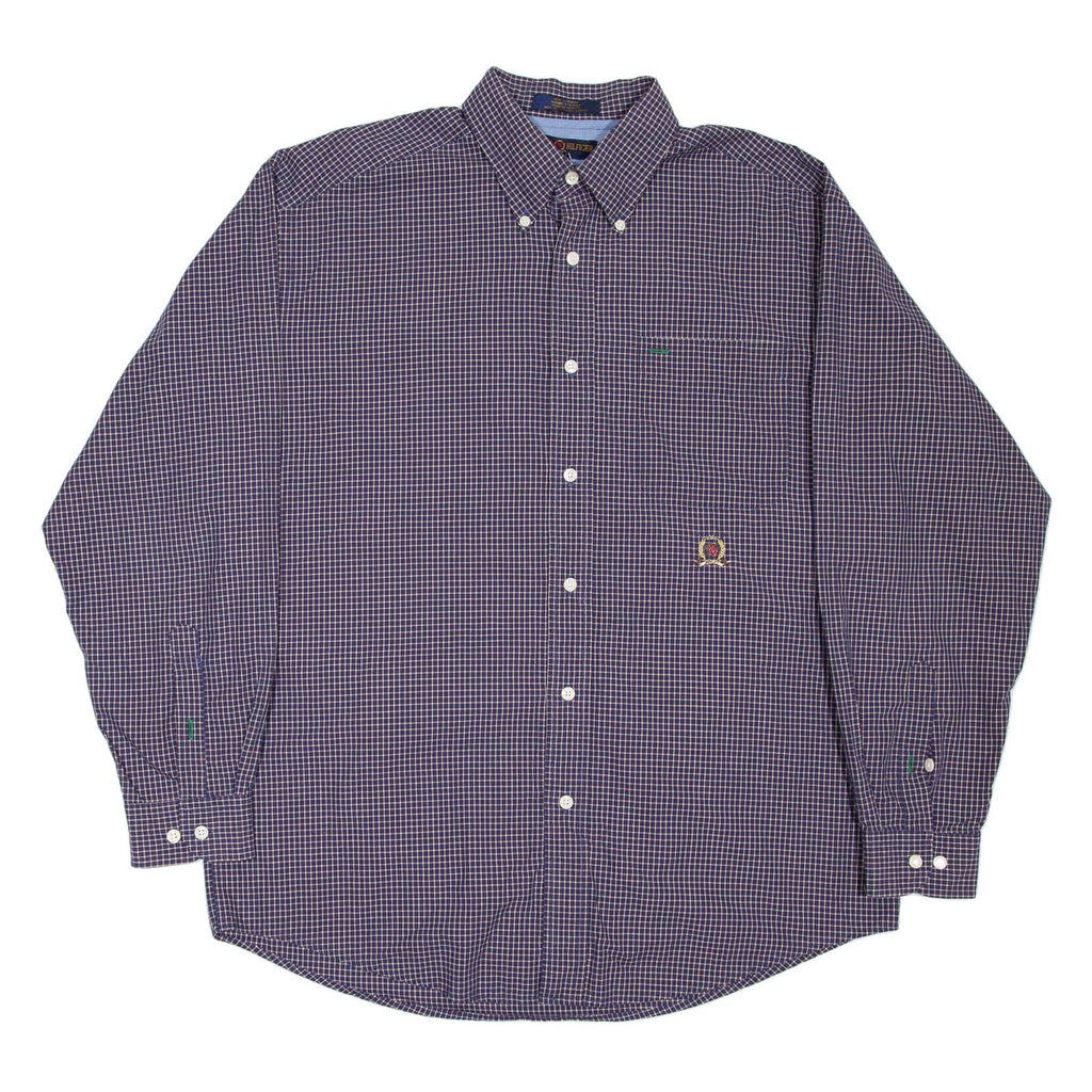 TOMMY HILFIGER GOLF Mens Shirt Blue Check Long Sleeve M