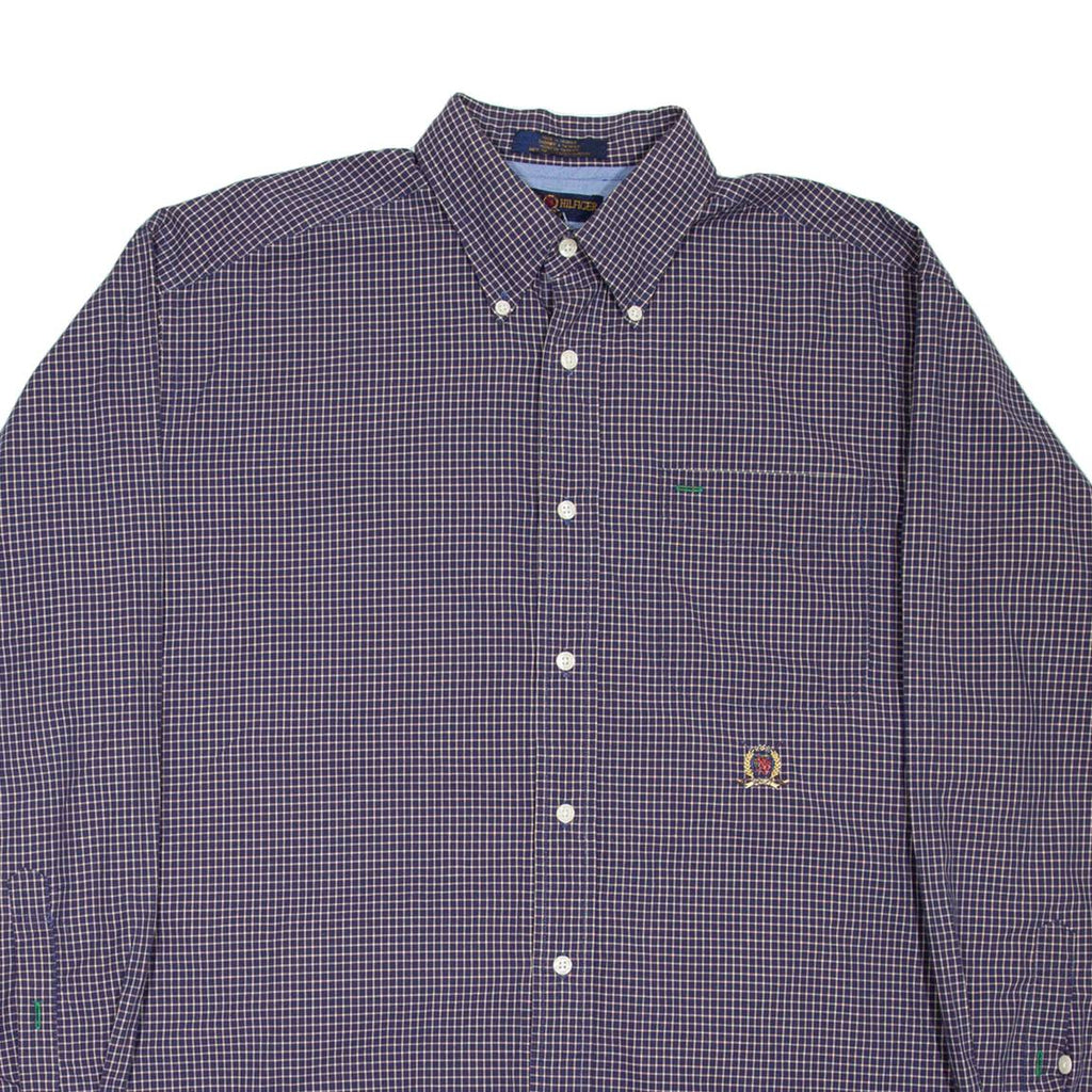 TOMMY HILFIGER GOLF Mens Shirt Blue Check Long Sleeve M