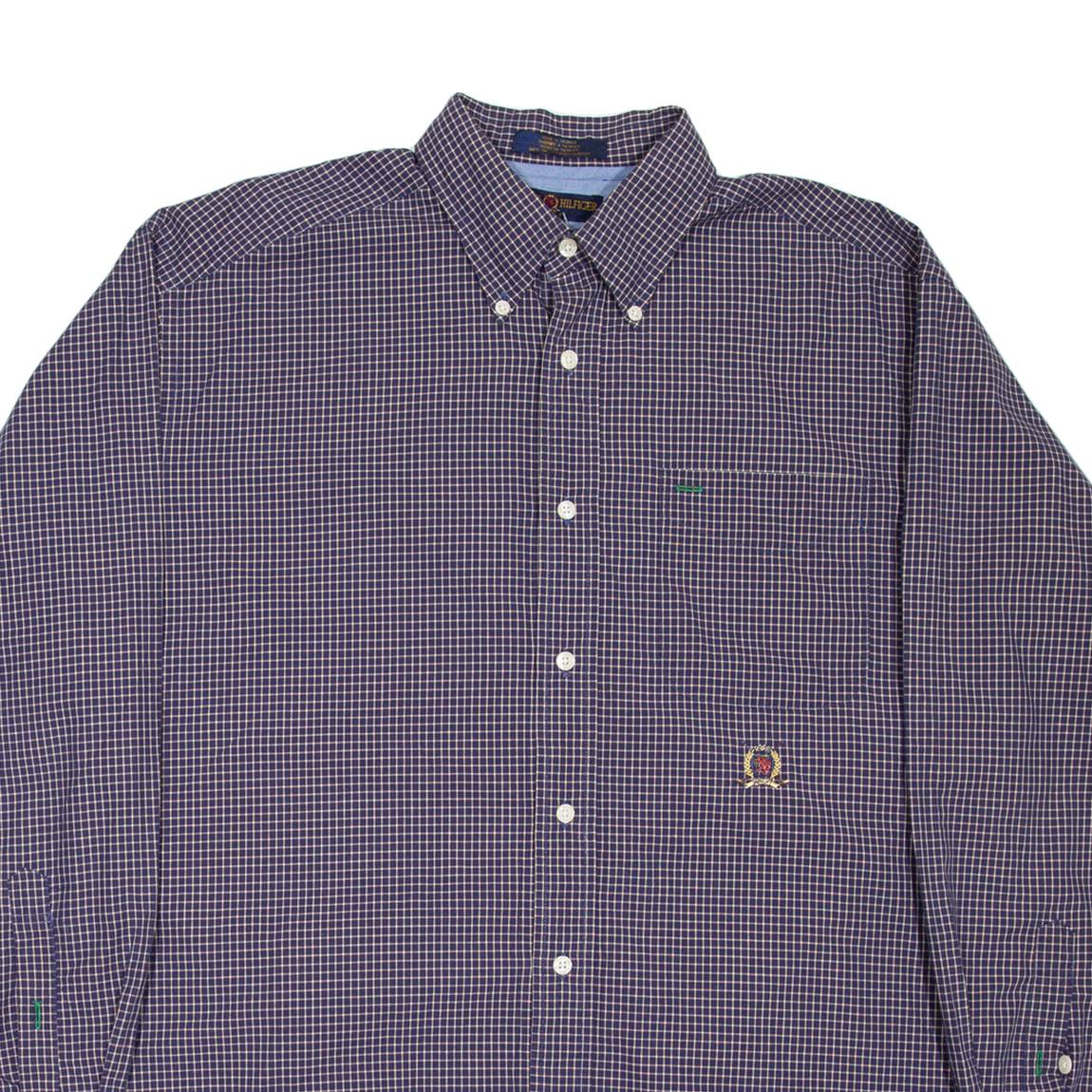 TOMMY HILFIGER GOLF Mens Shirt Blue Check Long Sleeve M