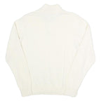 TOMMY HILFIGER Womens White Cable Knit Cotton Pullover Roll Neck Jumper L Button