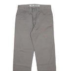 GO WEST Mens Cotton Blend Grey Regular Tapered Trousers W31 L30 Casual Smart