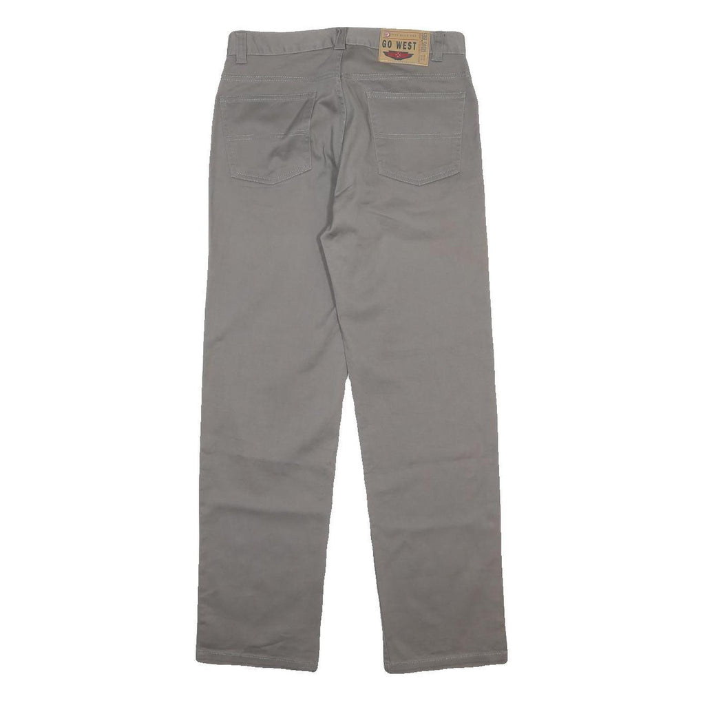 GO WEST Mens Cotton Blend Grey Regular Tapered Trousers W31 L30 Casual Smart