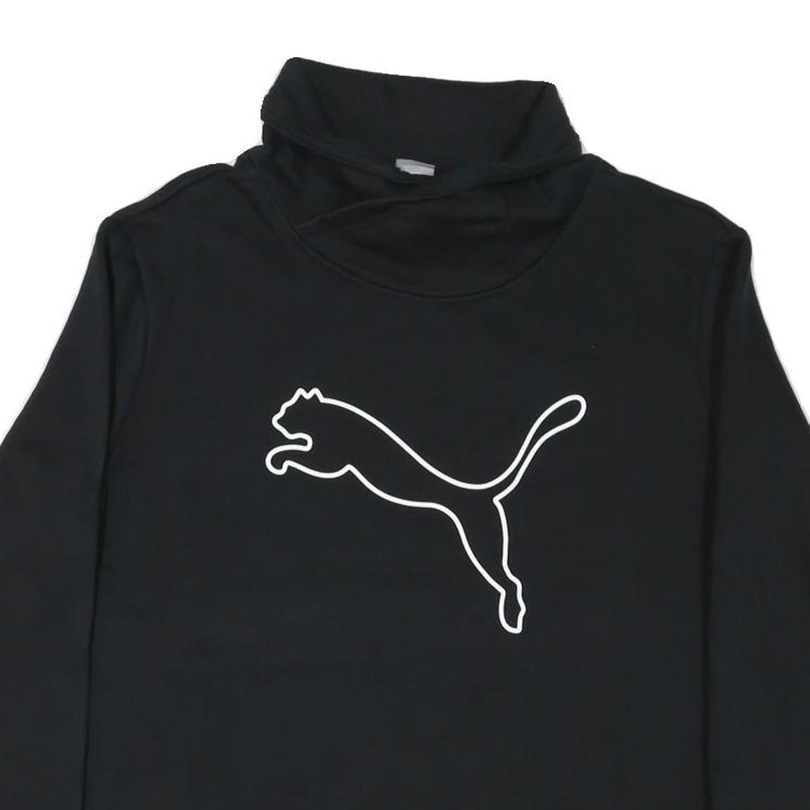 PUMA Womens Black Cotton Blend Pullover Sweatshirt 2XL High Neck Logo