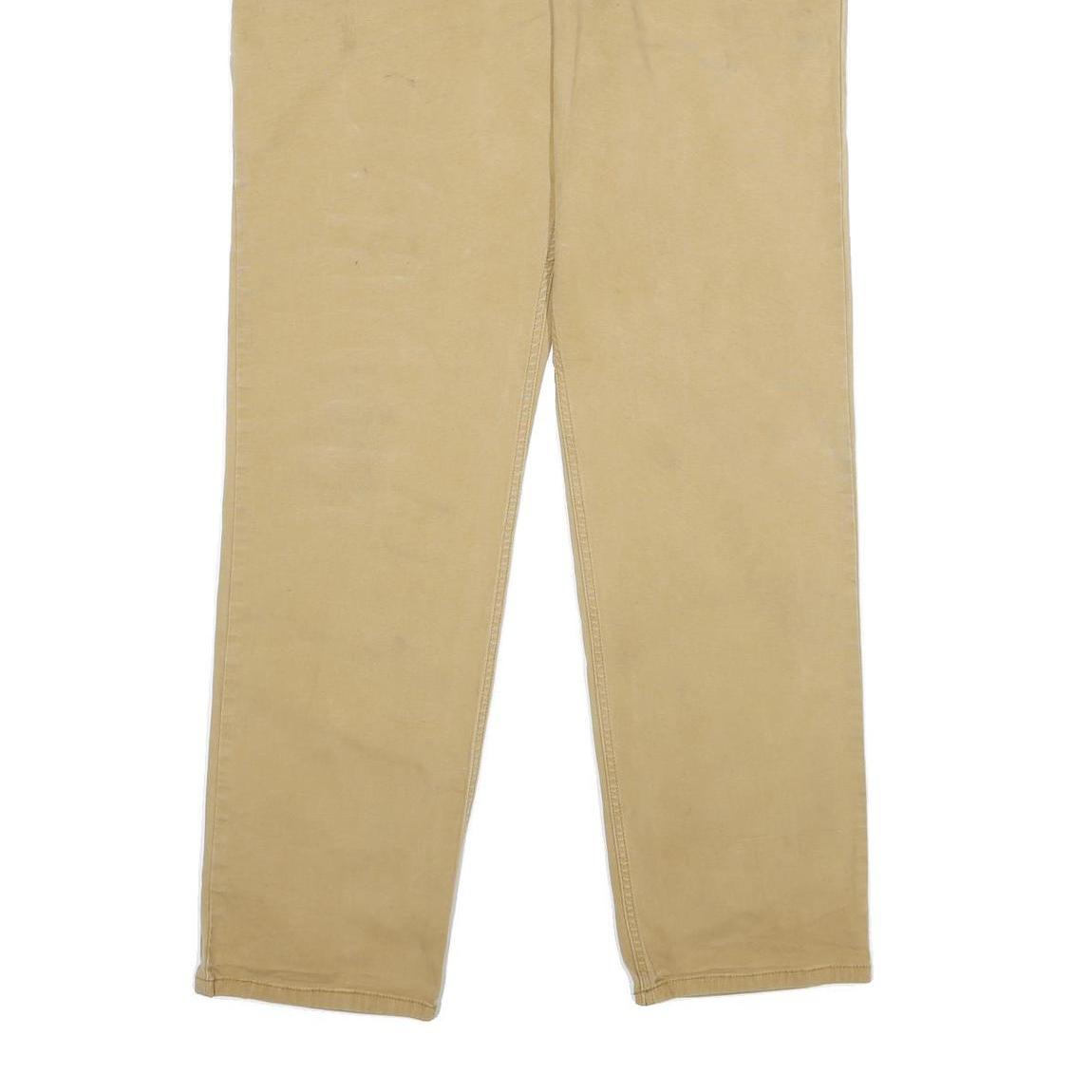 CARHARTT Mens Cotton Blend Beige Relaxed Straight Trousers W36 L34 Workwear Zip