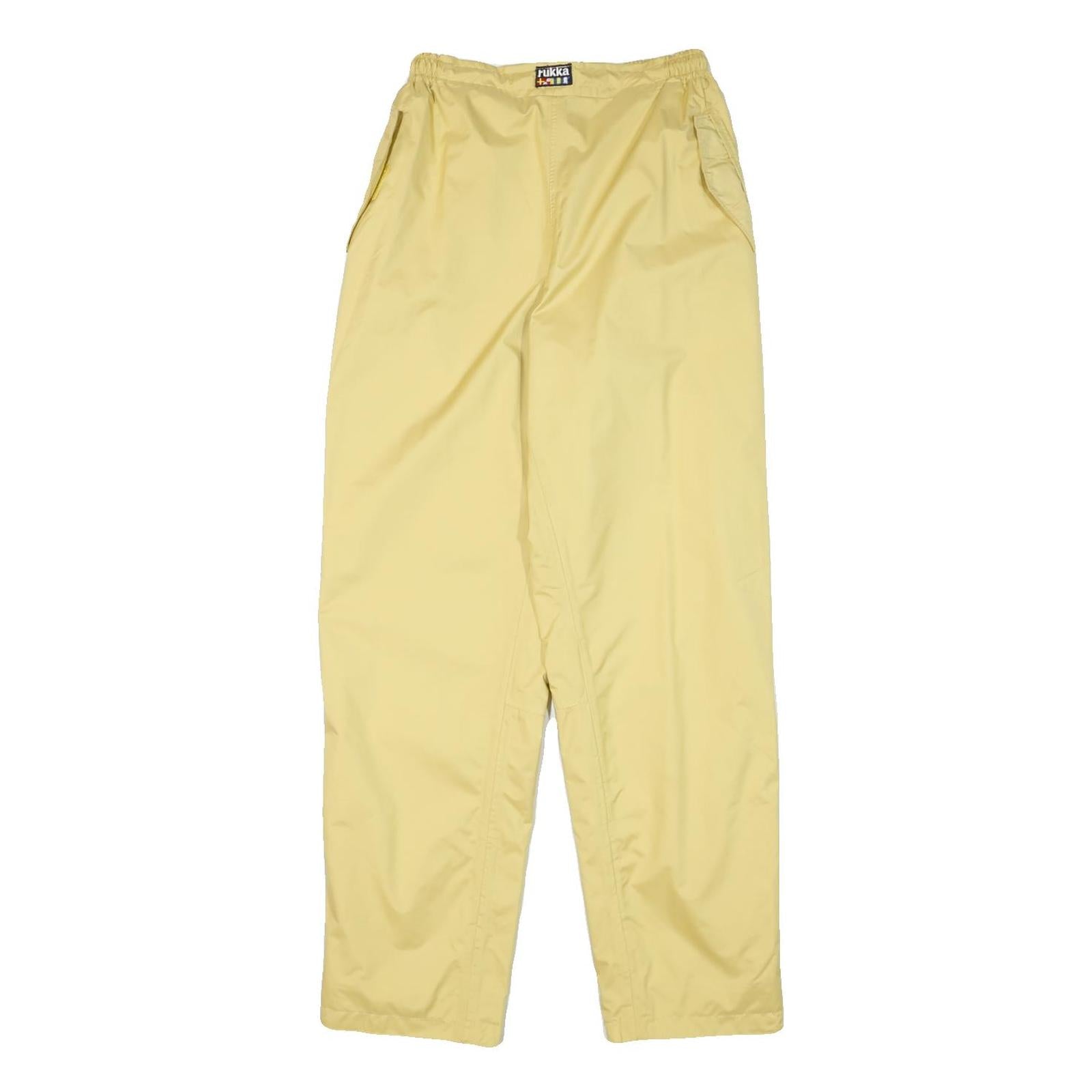 RUKKA Mens Relaxed Yellow Polyester Blend Drawstring Trousers W24 L30 Casual