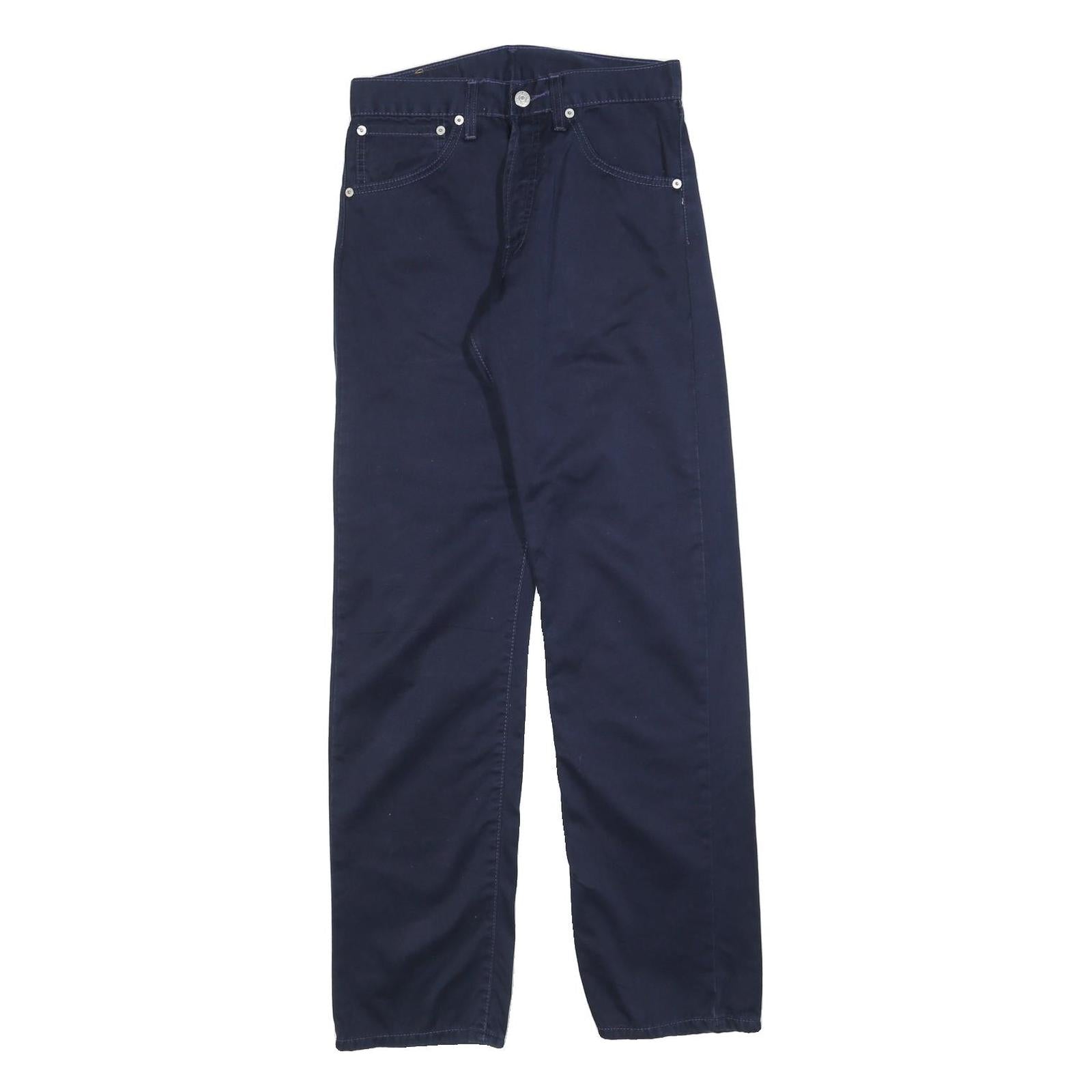 LEVI'S Mens Cotton Blend Navy Blue Regular Straight Trousers W29 L32 Classic Fit