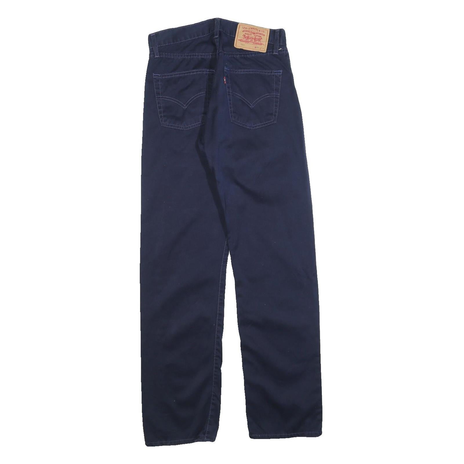 LEVI'S Mens Cotton Blend Navy Blue Regular Straight Trousers W29 L32 Classic Fit