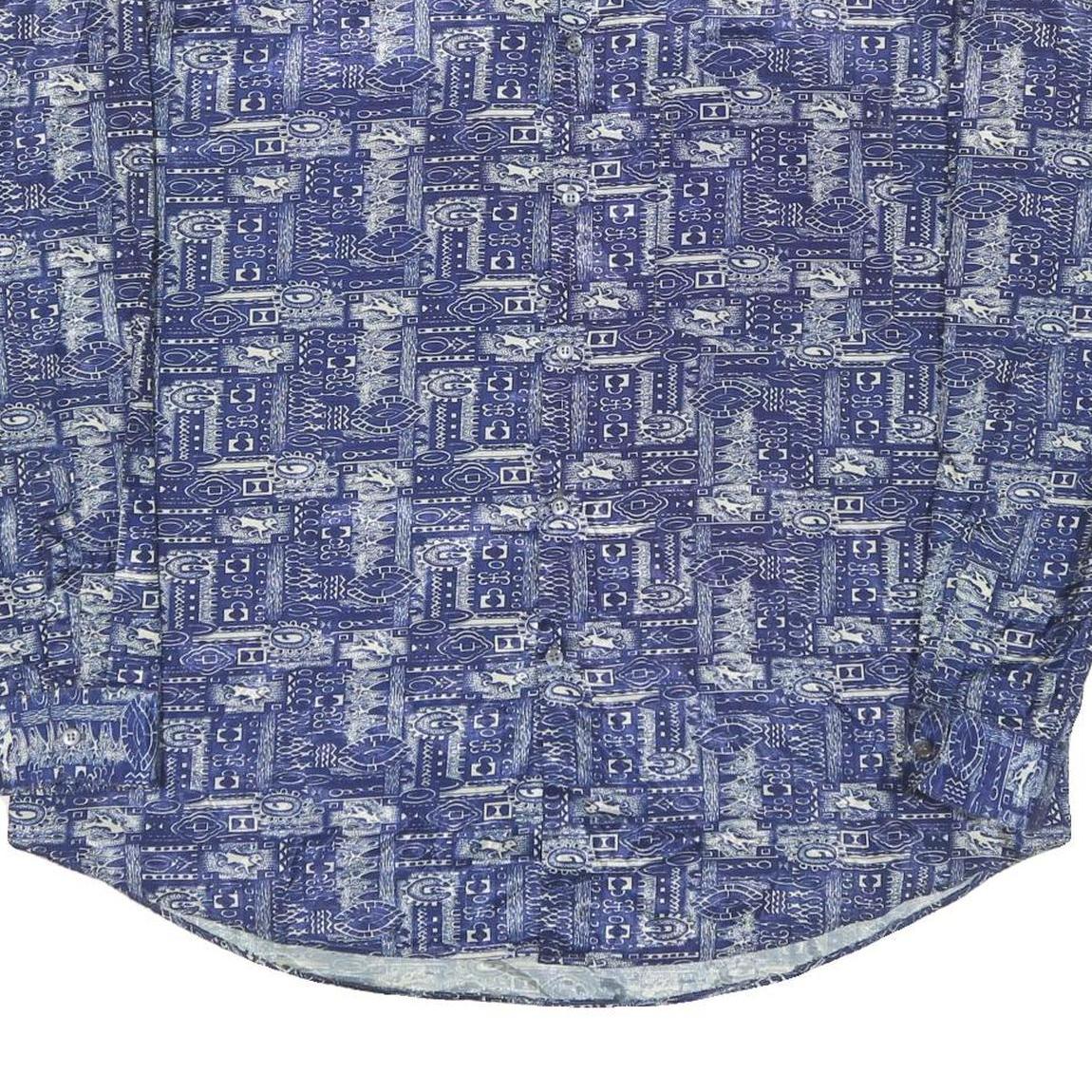 Mens Blue Printed Casual Shirt 3XL Lightweight Polyester Blend Relaxed Fit