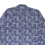 Mens Blue Printed Casual Shirt 3XL Lightweight Polyester Blend Relaxed Fit