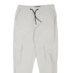 ZARA Mens Polyester Blend Light Grey Relaxed Cargo Jogger Trousers W30 L27