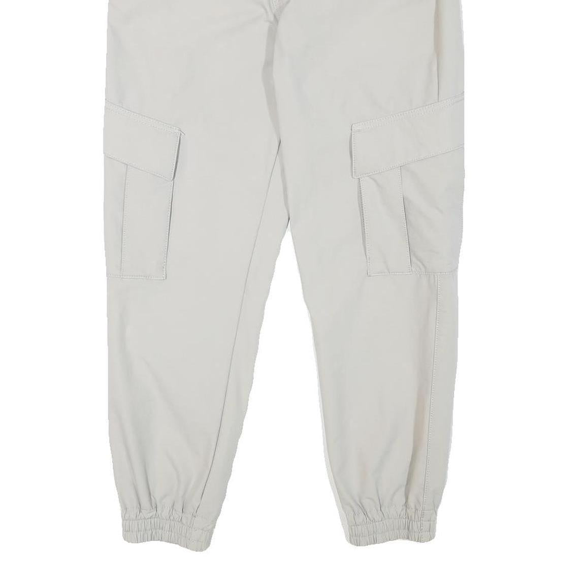 ZARA Mens Polyester Blend Light Grey Relaxed Cargo Jogger Trousers W30 L27