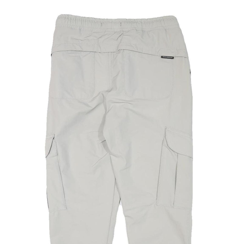 ZARA Mens Polyester Blend Light Grey Relaxed Cargo Jogger Trousers W30 L27