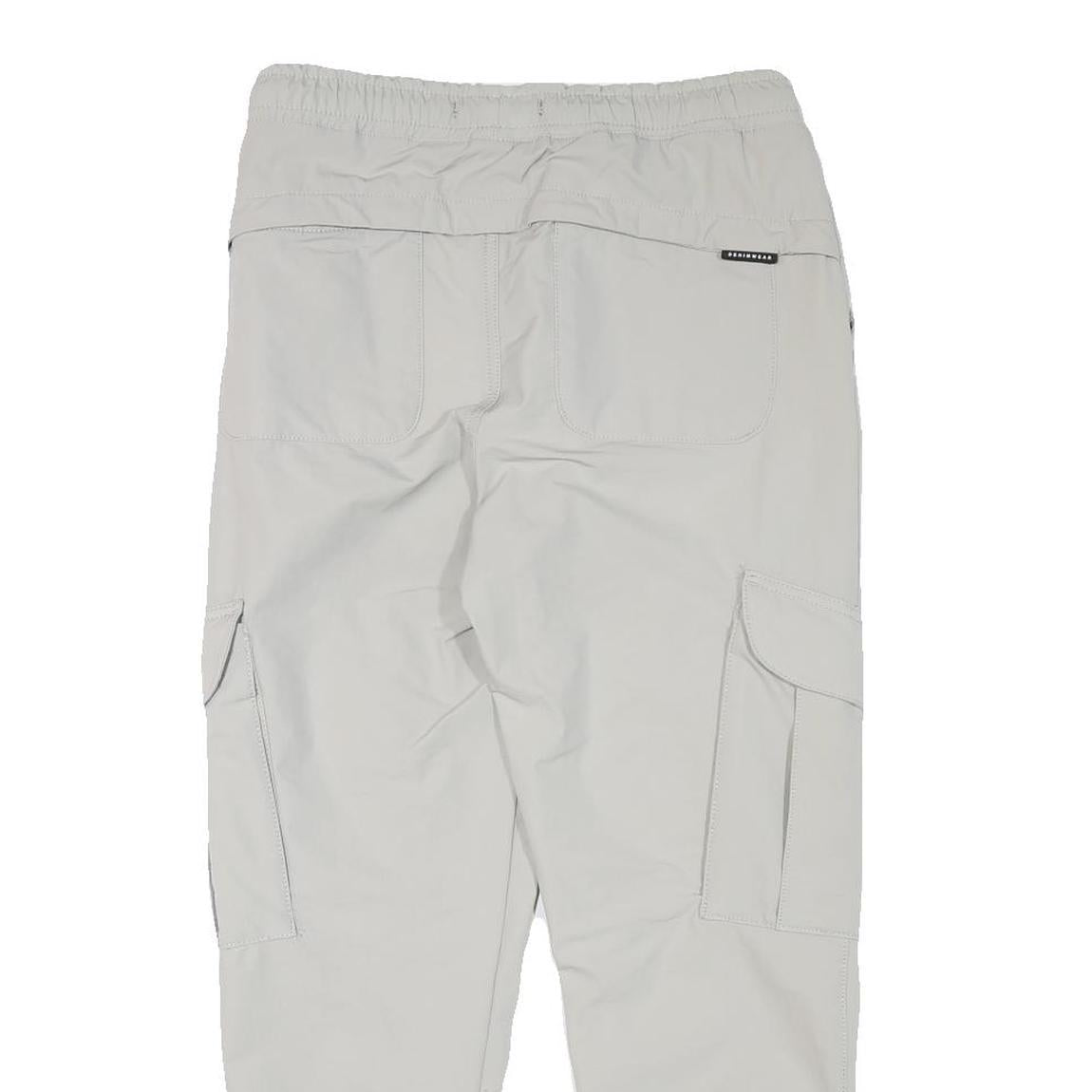 ZARA Mens Polyester Blend Light Grey Relaxed Cargo Jogger Trousers W30 L27