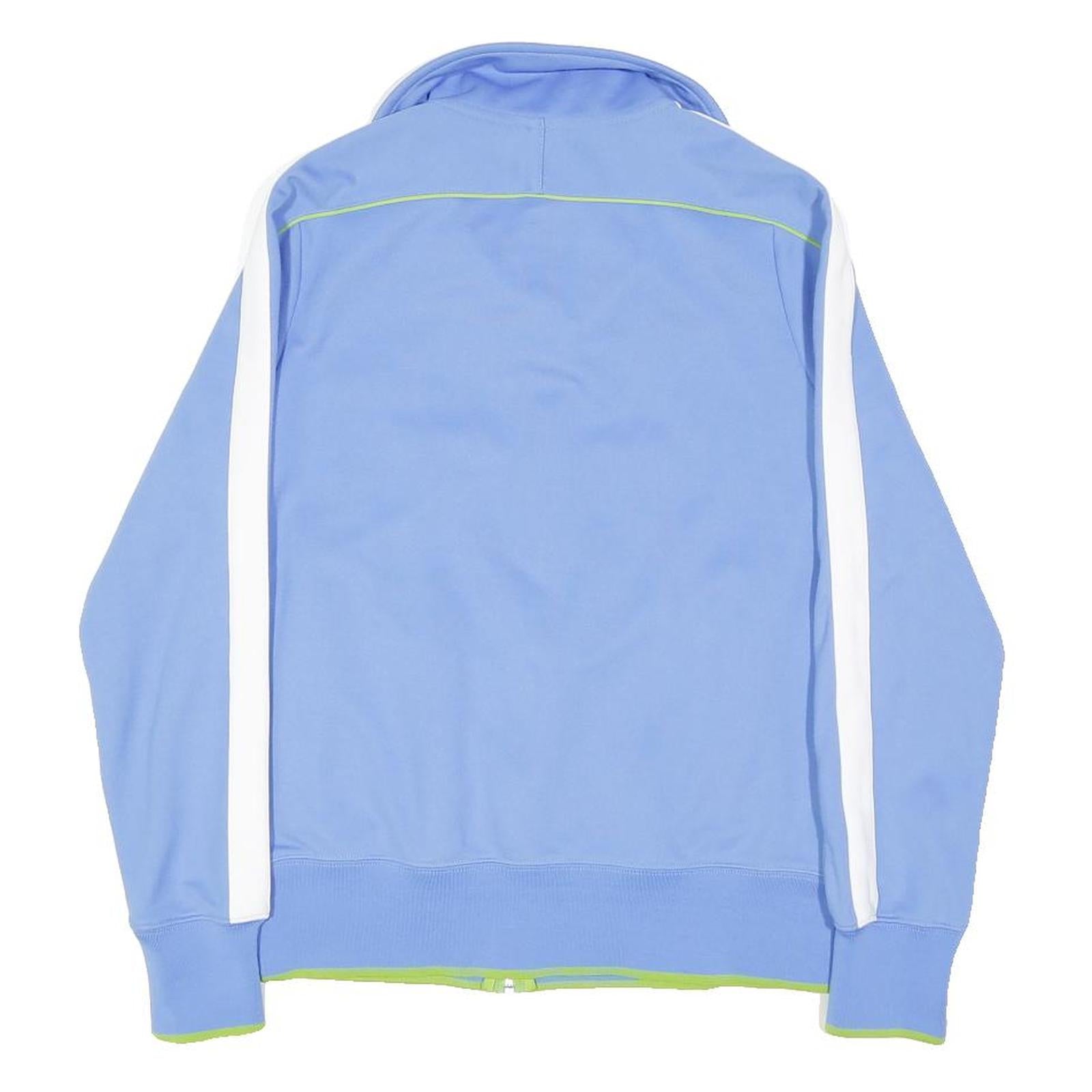 NIKE Womens Blue & White Track Jacket L Polyester Blend Zip Sportswear Active