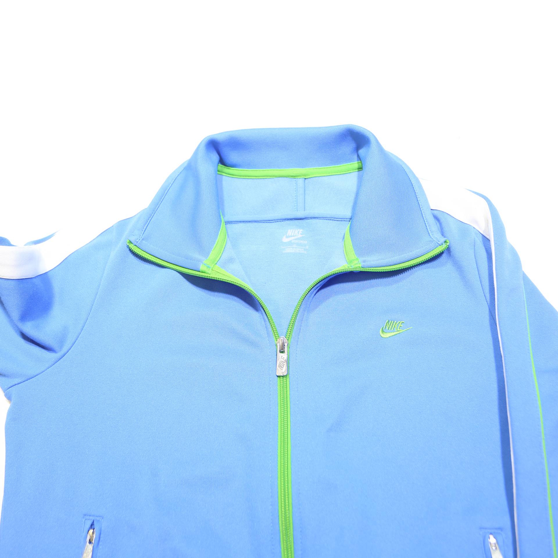NIKE Womens Blue & White Track Jacket L Polyester Blend Zip Sportswear Active