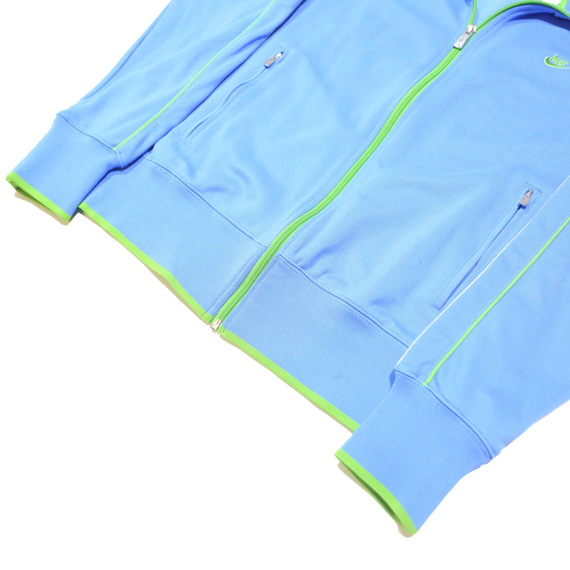 NIKE Womens Blue & White Track Jacket L Polyester Blend Zip Sportswear Active