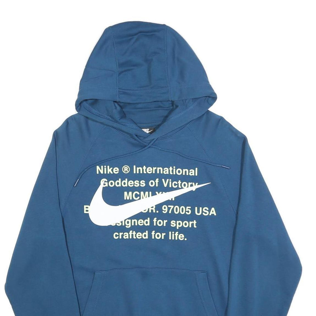 NIKE Mens Blue Hoodie S Cotton Blend Pullover Sports Casual