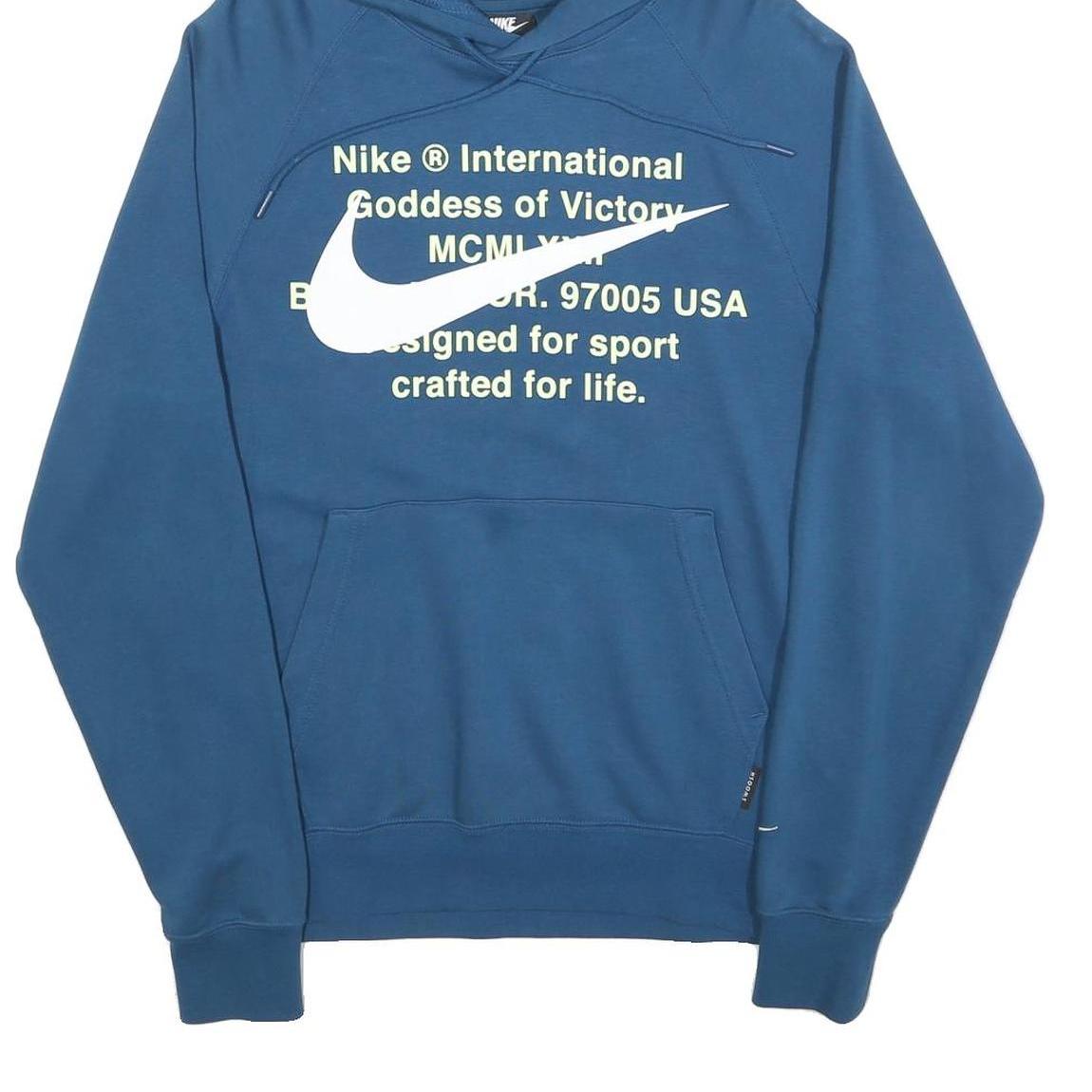 NIKE Mens Blue Hoodie S Cotton Blend Pullover Sports Casual